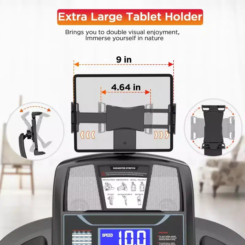 Tapis roulant pieghevole con inclinazione automatica del 20%, capacità di 145 kg, motore brushless da 5HP, controllo Smart APP, 19 km/h, doppi altoparlanti HiFi, camminata e corsa