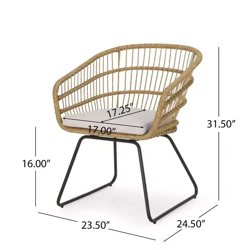 TUYOHW 16 Sedie d'accento da patio in stile Bohemien, set da 2, sedie club in vimini e rattan con cuscino, sedie da pranzo per esterni, sedute moderne per arredo patio