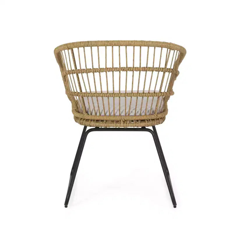 TUYOHW 16 Sedie d'accento da patio in stile Bohemien, set da 2, sedie club in vimini e rattan con cuscino, sedie da pranzo per esterni, sedute moderne per arredo patio