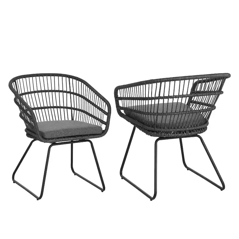 TUYOHW 16 Sedie d'accento da patio in stile Bohemien, set da 2, sedie club in vimini e rattan con cuscino, sedie da pranzo per esterni, sedute moderne per arredo patio