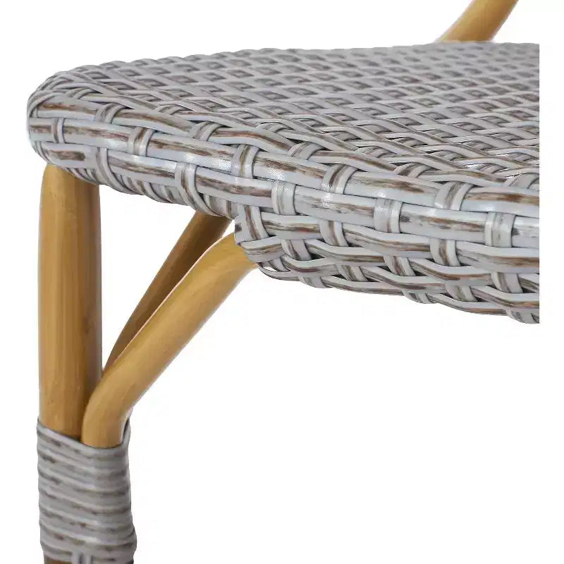Sedie da Bistrò Francese per Esterni TUYOHW, Set da 2, 18 Sedie per Esterni con Telaio in Alluminio e Finitura in Legno, Sedute da Giardino in Rattan PE