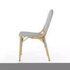 Sedie da Bistrò Francese per Esterni TUYOHW, Set da 2, 18 Sedie per Esterni con Telaio in Alluminio e Finitura in Legno, Sedute da Giardino in Rattan PE