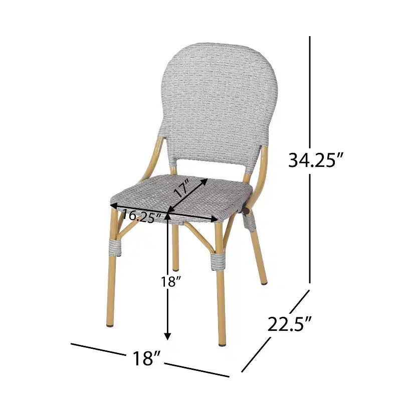 Sedie da Bistrò Francese per Esterni TUYOHW, Set da 2, 18 Sedie per Esterni con Telaio in Alluminio e Finitura in Legno, Sedute da Giardino in Rattan PE