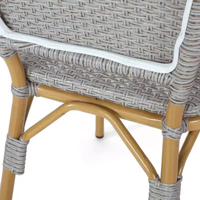 Sedie da Bistrò Francese per Esterni TUYOHW, Set da 2, 18 Sedie per Esterni con Telaio in Alluminio e Finitura in Legno, Sedute da Giardino in Rattan PE