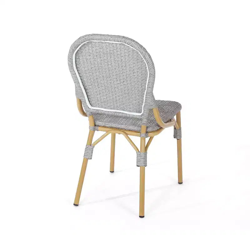 Sedie da Bistrò Francese per Esterni TUYOHW, Set da 2, 18 Sedie per Esterni con Telaio in Alluminio e Finitura in Legno, Sedute da Giardino in Rattan PE