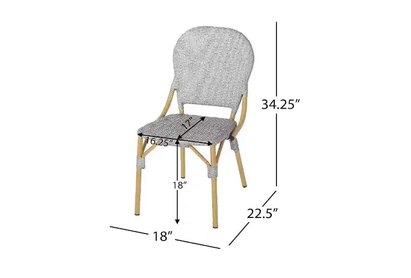 Sedie da Bistrò Francese per Esterni TUYOHW, Set da 2, 18 Sedie per Esterni con Telaio in Alluminio e Finitura in Legno, Sedute da Giardino in Rattan PE