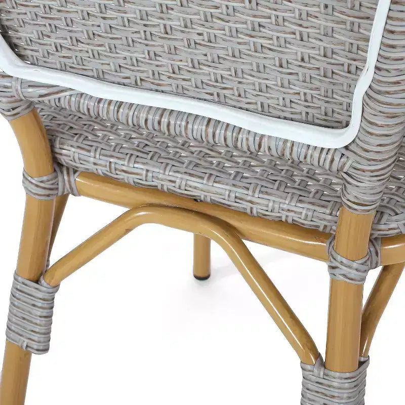 Sedie da Bistrò Francese per Esterni TUYOHW, Set da 2, 18 Sedie per Esterni con Telaio in Alluminio e Finitura in Legno, Sedute da Giardino in Rattan PE