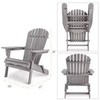 TUYOHW Sedia Adirondack Pieghevole da Patio, Set di 2, Sedia Accento Oversize per Portico, Giardino e Cortile, Sedia a Sdraio da Esterno, Capacità 150 kg
