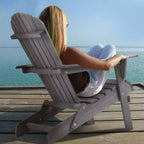 TUYOHW Sedia Adirondack Pieghevole da Patio, Set di 2, Sedia Accento Oversize per Portico, Giardino e Cortile, Sedia a Sdraio da Esterno, Capacità 150 kg