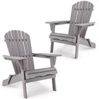 TUYOHW Sedia Adirondack Pieghevole da Patio, Set di 2, Sedia Accento Oversize per Portico, Giardino e Cortile, Sedia a Sdraio da Esterno, Capacità 150 kg