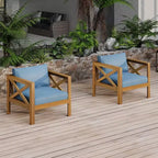 TUYOHW Set di 2 poltrone Club in legno di acacia, poltrona da esterno con finitura teak e cuscini idrorepellenti, capacità 180 kg