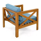 TUYOHW Set di 2 poltrone Club in legno di acacia, poltrona da esterno con finitura teak e cuscini idrorepellenti, capacità 180 kg