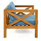 TUYOHW Set di 2 poltrone Club in legno di acacia, poltrona da esterno con finitura teak e cuscini idrorepellenti, capacità 180 kg