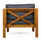 TUYOHW Set di 2 poltrone Club in legno di acacia, poltrona da esterno con finitura teak e cuscini idrorepellenti, capacità 180 kg