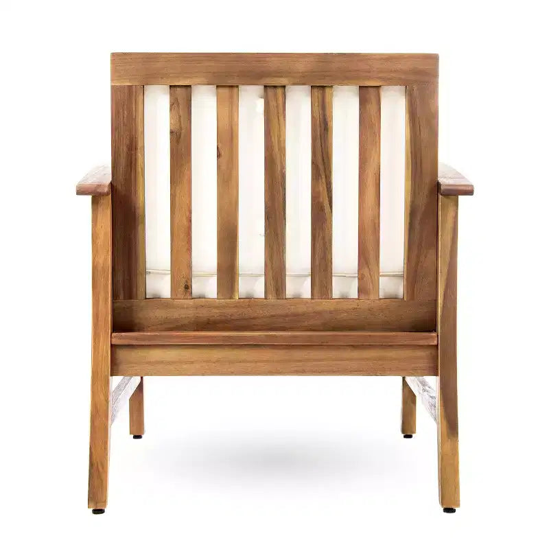 TUYOHW Rustic Patio Accent Chairs Set of 1,Upholstered Club Chairs,Outdoor Acacia Conversation seat for Porch,Garden & Backyard,400lbs Capacity