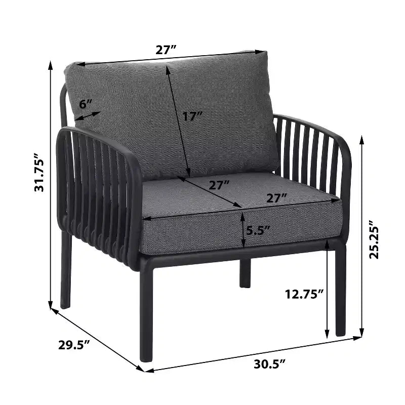 TUYOHW Minimalist Patio Accent Chairs Set of 1/2,UV-resistant Plastic Club Chairs,Waterproof Thick Cushion Seating for Backyard,,400lbs Capacity