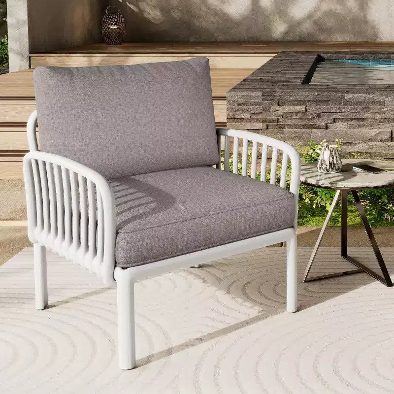 TUYOHW Minimalist Patio Accent Chairs Set of 1/2,UV-resistant Plastic Club Chairs,Waterproof Thick Cushion Seating for Backyard,,400lbs Capacity