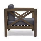 TUYOHW Acacia Wood Club Chair,Mid-Century Modern Patio Accent Chair with Water-Resistant Cushion for Backyard Garden Poolside