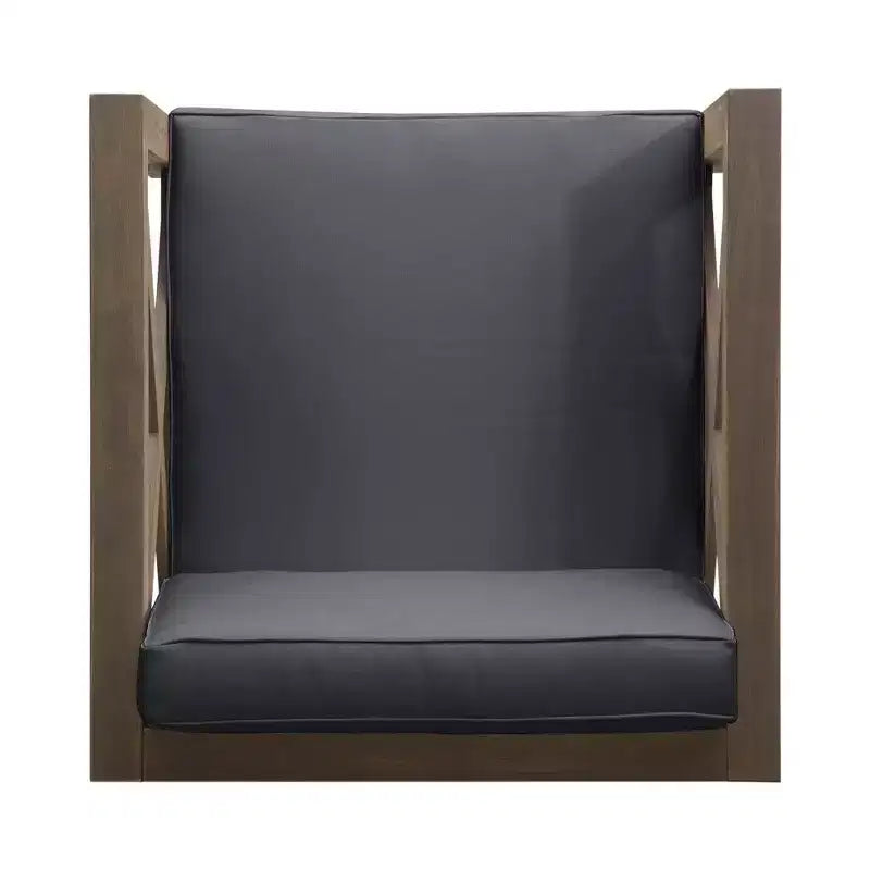 TUYOHW Acacia Wood Club Chair,Mid-Century Modern Patio Accent Chair with Water-Resistant Cushion for Backyard Garden Poolside