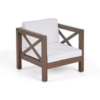 TUYOHW Acacia Wood Club Chair,Mid-Century Modern Patio Accent Chair with Water-Resistant Cushion for Backyard Garden Poolside