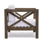 TUYOHW Acacia Wood Club Chair,Mid-Century Modern Patio Accent Chair with Water-Resistant Cushion for Backyard Garden Poolside