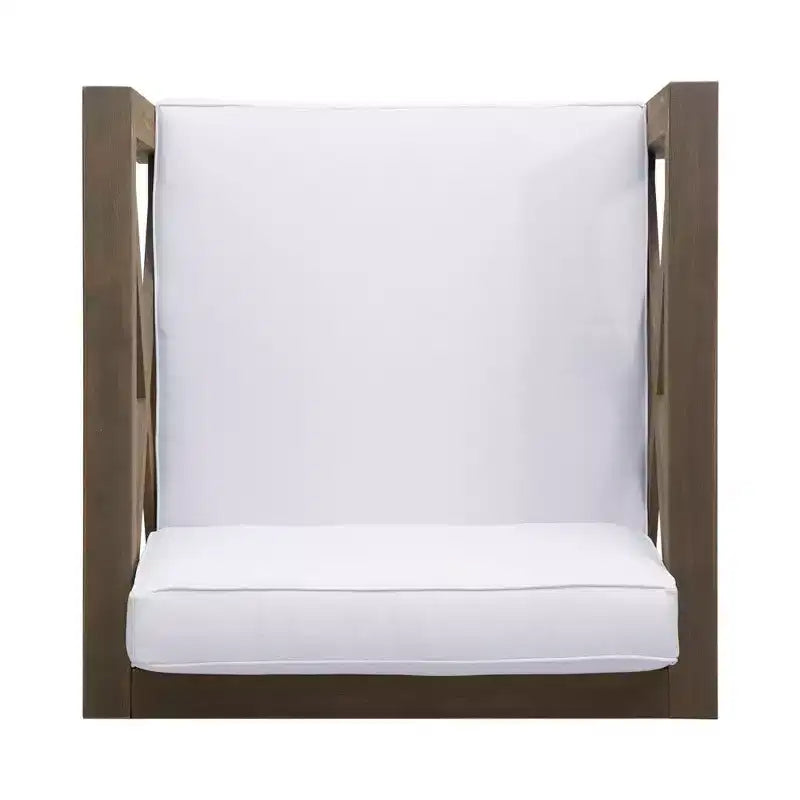 TUYOHW Acacia Wood Club Chair,Mid-Century Modern Patio Accent Chair with Water-Resistant Cushion for Backyard Garden Poolside