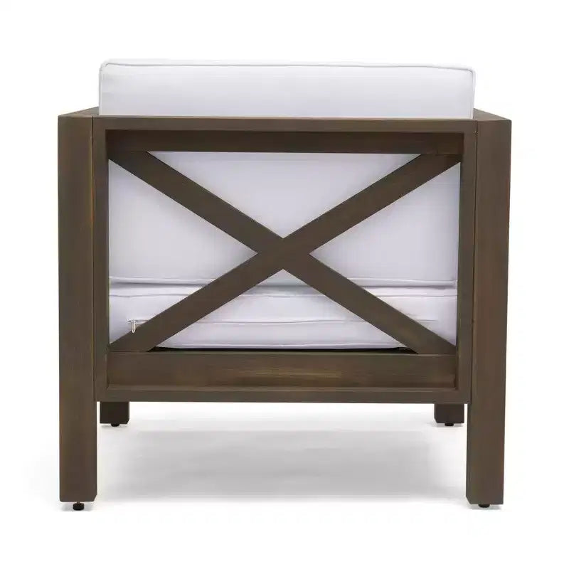 TUYOHW Acacia Wood Club Chair,Mid-Century Modern Patio Accent Chair with Water-Resistant Cushion for Backyard Garden Poolside