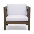 TUYOHW Acacia Wood Club Chair,Mid-Century Modern Patio Accent Chair with Water-Resistant Cushion for Backyard Garden Poolside