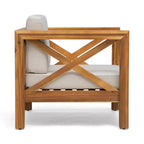 TUYOHW Acacia Wood Club Chair,Mid-Century Modern Patio Accent Chair with Water-Resistant Cushion for Backyard Garden Poolside