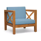 TUYOHW Acacia Wood Club Chair,Mid-Century Modern Patio Accent Chair with Water-Resistant Cushion for Backyard Garden Poolside