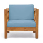 TUYOHW Acacia Wood Club Chair,Mid-Century Modern Patio Accent Chair with Water-Resistant Cushion for Backyard Garden Poolside