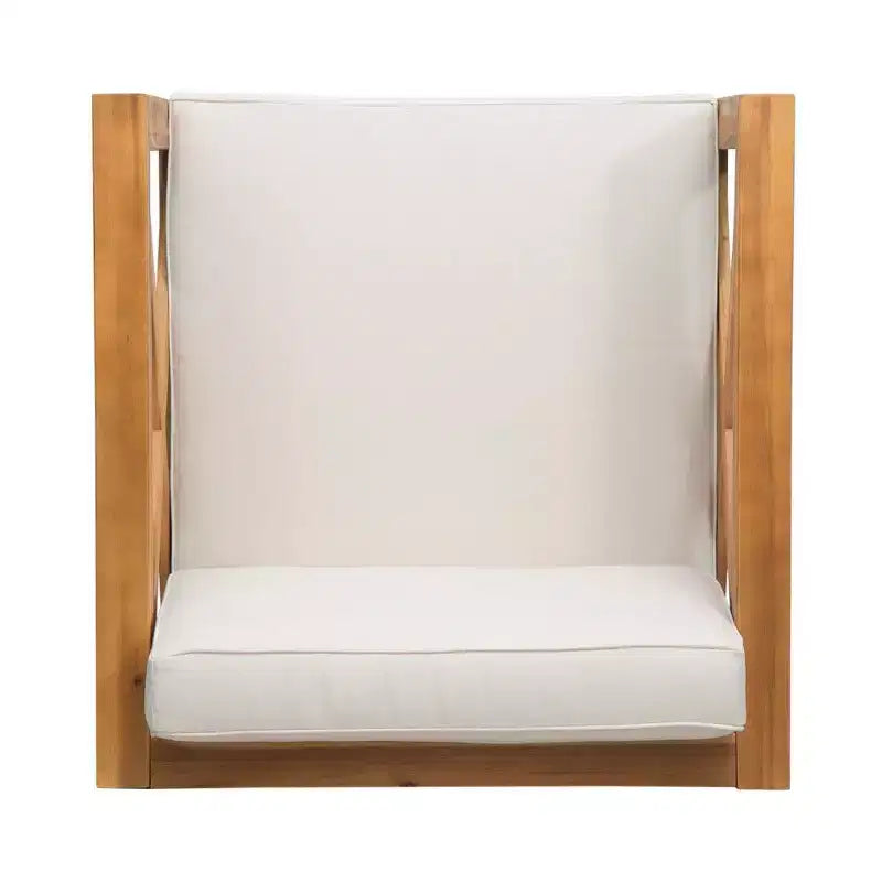 TUYOHW Acacia Wood Club Chair,Mid-Century Modern Patio Accent Chair with Water-Resistant Cushion for Backyard Garden Poolside
