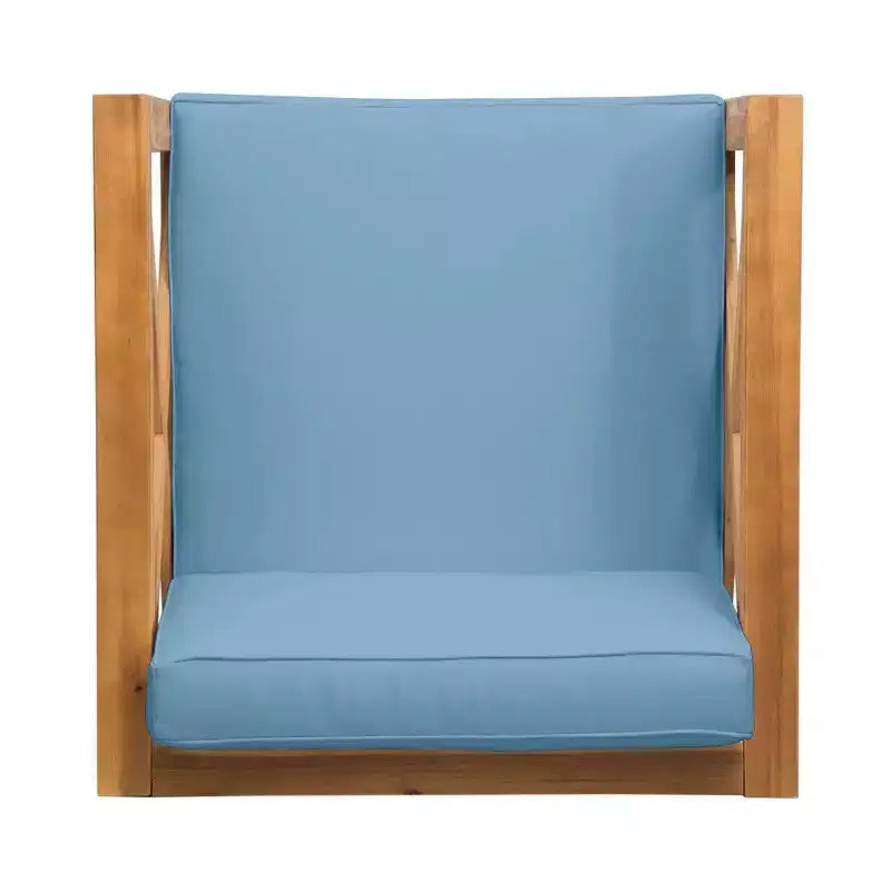 TUYOHW Acacia Wood Club Chair,Mid-Century Modern Patio Accent Chair with Water-Resistant Cushion for Backyard Garden Poolside