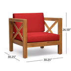 TUYOHW Acacia Wood Club Chair,Mid-Century Modern Patio Accent Chair with Water-Resistant Cushion for Backyard Garden Poolside