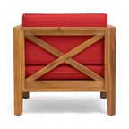 TUYOHW Acacia Wood Club Chair,Mid-Century Modern Patio Accent Chair with Water-Resistant Cushion for Backyard Garden Poolside