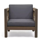 TUYOHW Acacia Wood Club Chair,Mid-Century Modern Patio Accent Chair with Water-Resistant Cushion for Backyard Garden Poolside
