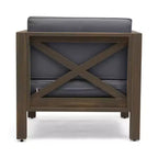 TUYOHW Acacia Wood Club Chair,Mid-Century Modern Patio Accent Chair with Water-Resistant Cushion for Backyard Garden Poolside