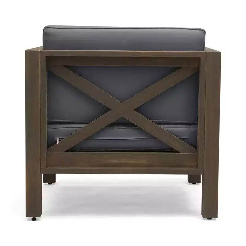 TUYOHW Acacia Wood Club Chair,Mid-Century Modern Patio Accent Chair with Water-Resistant Cushion for Backyard Garden Poolside
