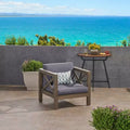 TUYOHW Acacia Wood Club Chair,Mid-Century Modern Patio Accent Chair with Water-Resistant Cushion for Backyard Garden Poolside