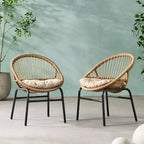 TUYOHW 17 Sleek Patio Accent Chairs Set of 2,Ergonomics Wicker Rattan Outdoor Leisure Chair for Porch,Garden& Backyard,400lbs Capacity