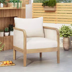 TUYOHW Boho Style Outdoor Accent Chairs Set of 1/2,Upholstered Club Chairs,Patio Acacia Conversation seat for Porch,Garden & Backyard,400lbs Capacity