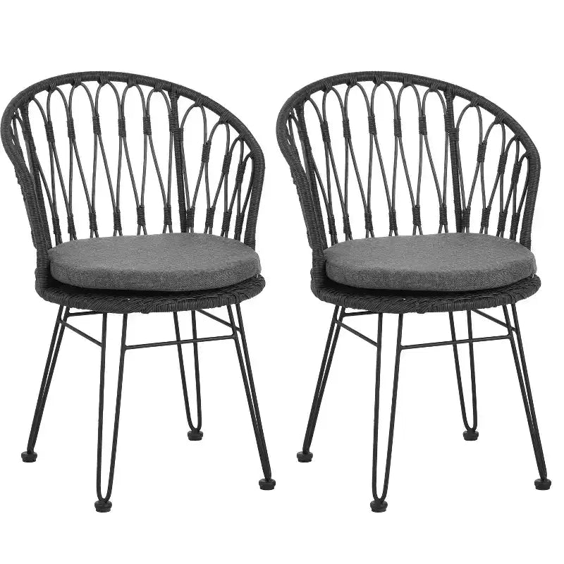TUYOHW 17.5 Sedie d'accento da Patio Stile Boho, Set di 2, Sedie da Pranzo con 2 Cuscini, Sedie a Sdraio da Esterno per Cortile, Portico e Giardino, Grigio