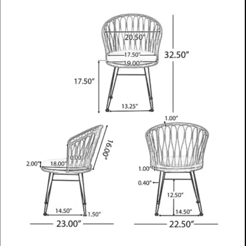 TUYOHW 17.5 Sedie d'accento da Patio Stile Boho, Set di 2, Sedie da Pranzo con 2 Cuscini, Sedie a Sdraio da Esterno per Cortile, Portico e Giardino, Grigio