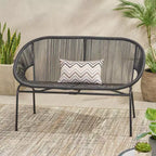TUYOHW PP Rattan Patio Loveseat,Sturdy Iron 2-Seater Accent Chair,Modern Outdoor Lounge Chair for Porch,Backyard & Garden,Patio Furniture Seating