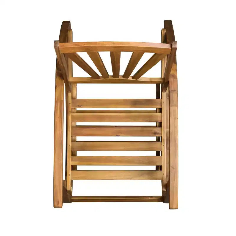 TUYOHW Boho Style Recliner Chair,Premium Acacia Rocking Chair with Retractable Footrest for Garden,Porch & Backyard,Outdoor Leisure Chair