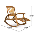 TUYOHW Boho Style Recliner Chair,Premium Acacia Rocking Chair with Retractable Footrest for Garden,Porch & Backyard,Outdoor Leisure Chair