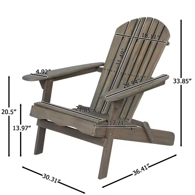 TUYOHW Rustic Patio Adirondack Chair,Premium Acacia Accent Chair for Porch,Garden & Backyard,Outdoor Lounge Chair,300lbs Capacity