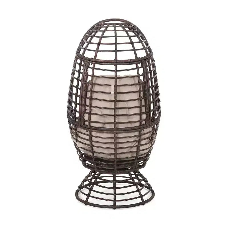 TUYOHW Modern PE Wicker Patio Egg Chair Rattan Accent Chairs,Chic Putdoor Accent Chair for Porch,Backyard & Garden,Brown
