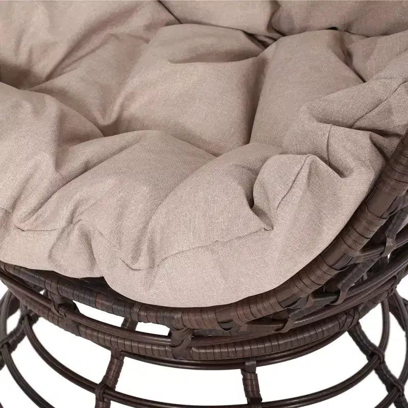 TUYOHW Modern PE Wicker Patio Egg Chair Rattan Accent Chairs,Chic Putdoor Accent Chair for Porch,Backyard & Garden,Brown