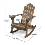 TUYOHW Rustic Adirondack Rocking Chair,Set of 1,Premium Acacia Accent Chairs with Cup Holder,Outdoor Lazy Chair for Porch,Backyard & Garden,Brown